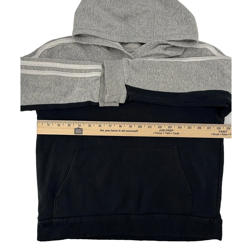 Adidas Kids Hoodie M 10-12 Gray Black‎ 3 Stripe Athletic Pullover